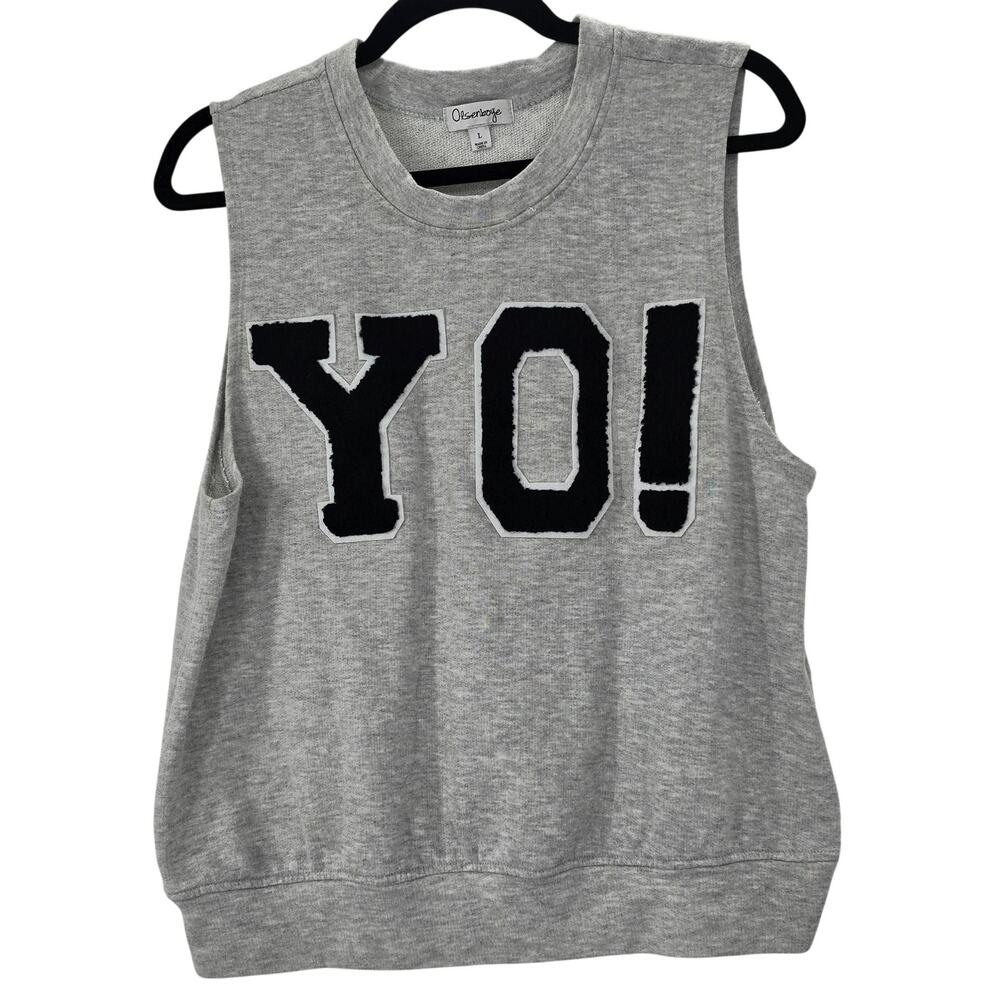 Olsenboye Tank Top Teens Large Gray YO Graphic Sleeveless Terry Y2k Streetwear